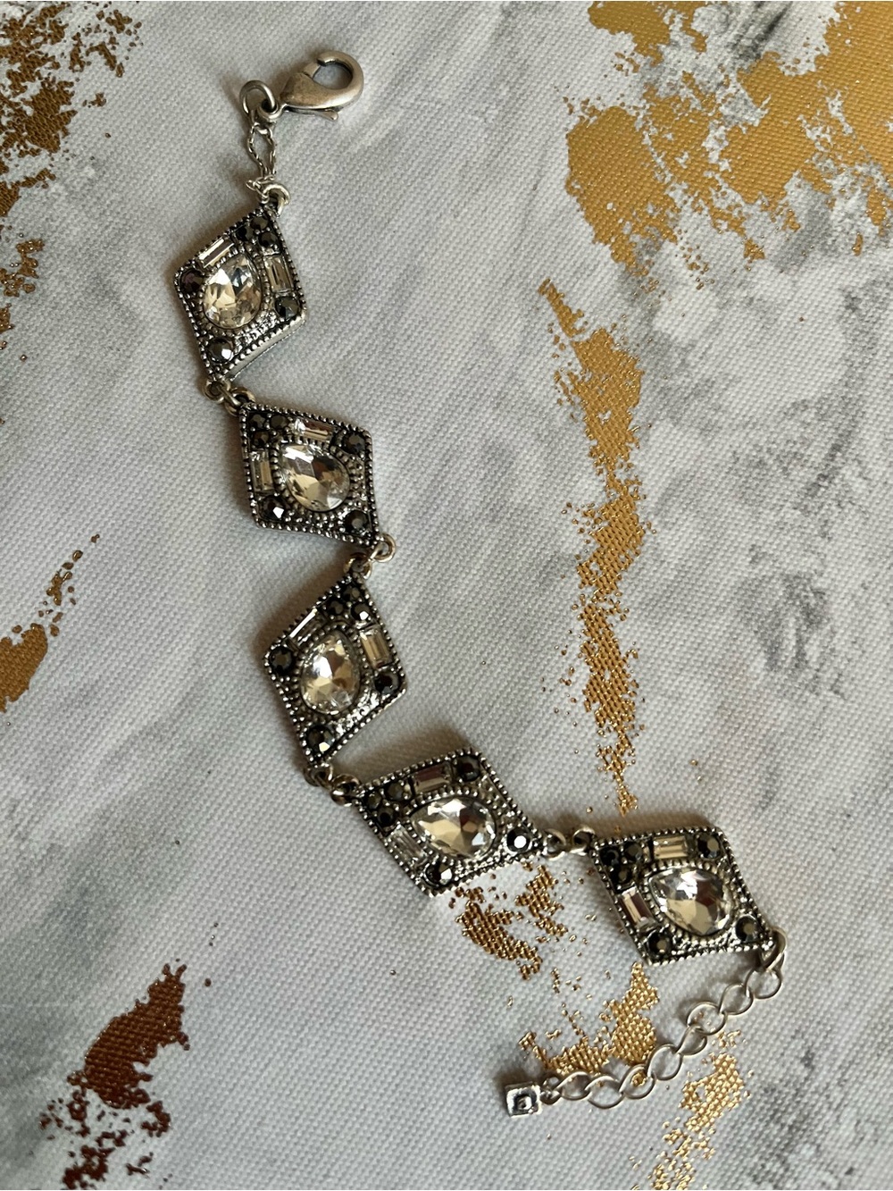 Macy's Silver-Tone Crystal Diamond-Link Bracelet